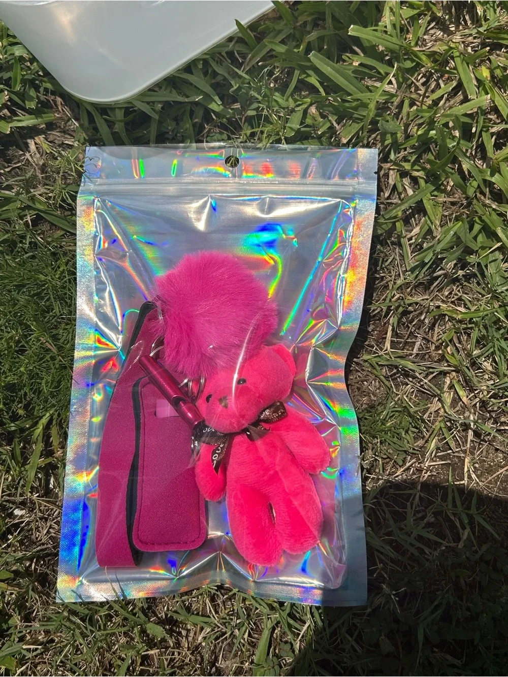 Plush Pom-Pom Keychain Bag Charm - Pink